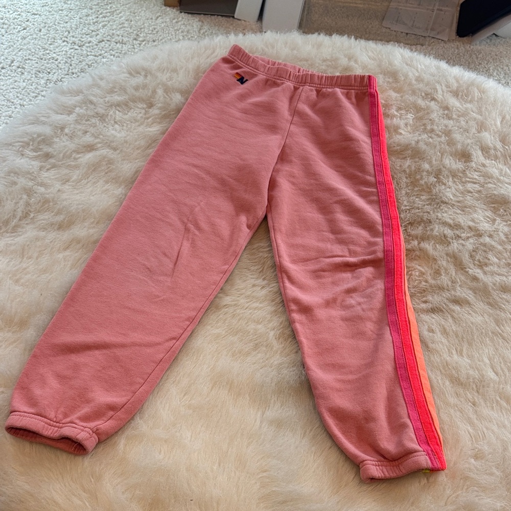 Aviator Nation Kids Pink Sweatpants with Striped Side